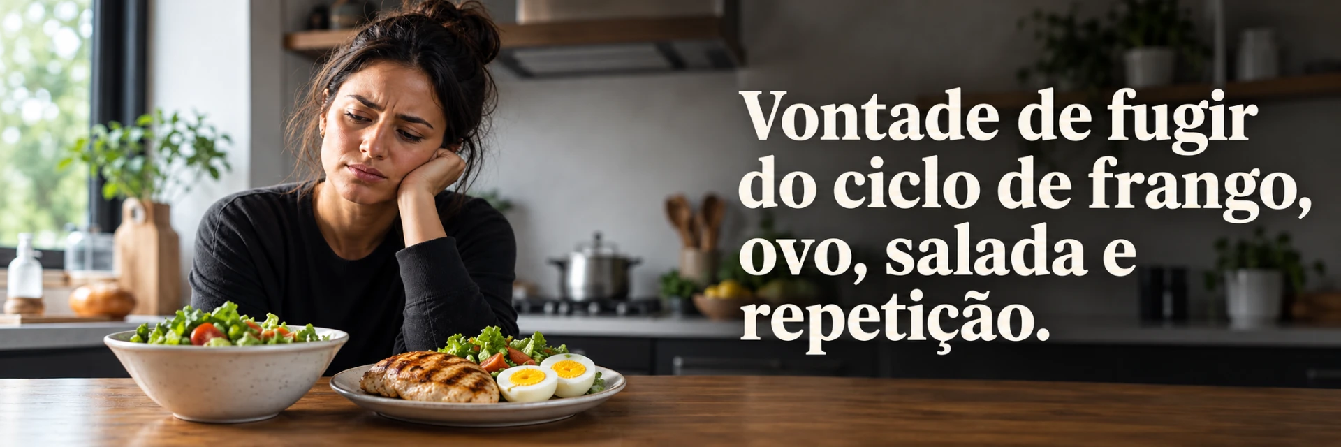 Vontade de fugir do ciclo de frango, ovo, salada e repetição